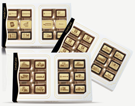 24 gepersonaliseerde chocolade tabletjes met opdruk in een geschenkdoos_candyminicard_candycard